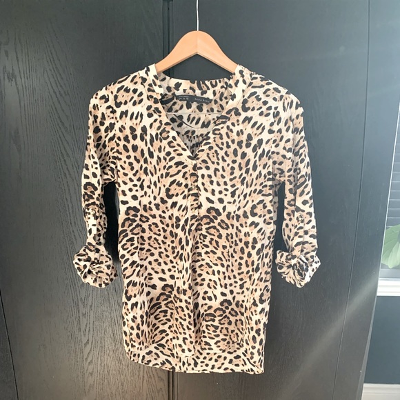 Leopard Print Zara Blouse Sz Small - Picture 4 of 8